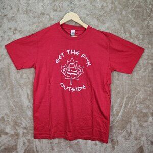 NWT Econic T-Shirt Get The F**K Outside Eh? $44 Canada Unisex  Size L Red